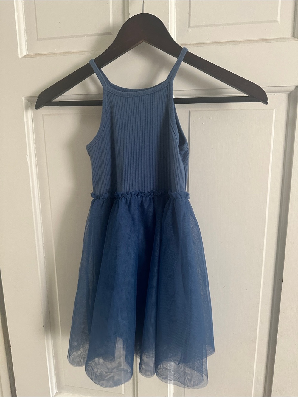 Epic Threads Blue Ribbed Bodice Tulle Halter Dress